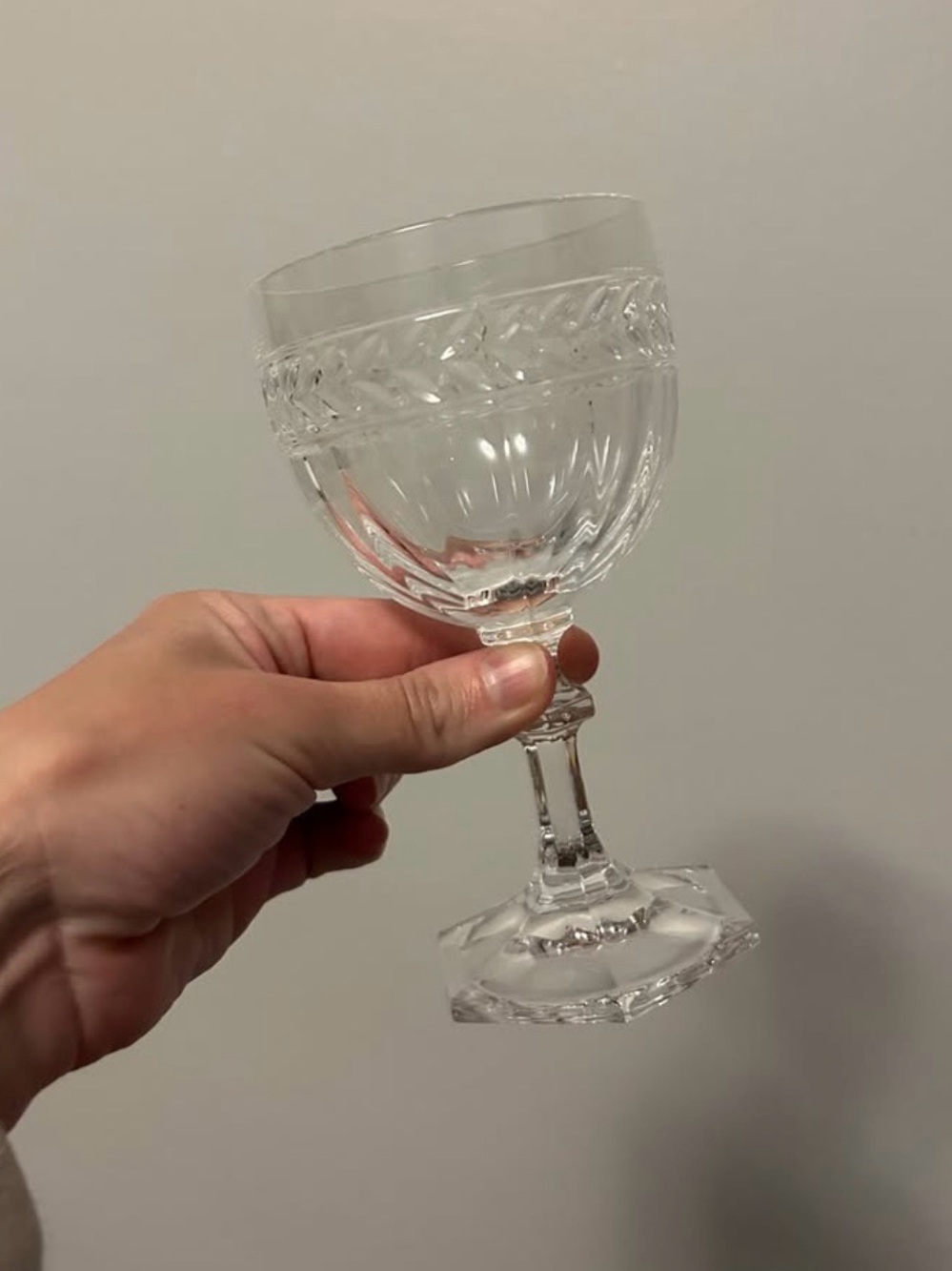 Vintage 90s Villeroy & Boch Pressed Crystal Glass Goblet Miss Desiree Pattern